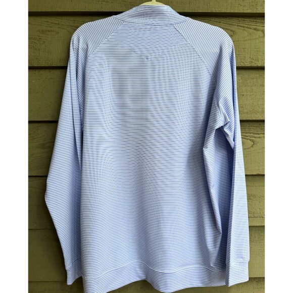 J.McLaughlin Men’s XL Quarter-Zip Pullover Blue White Stripe NWT $138 - Picture 3 of 7